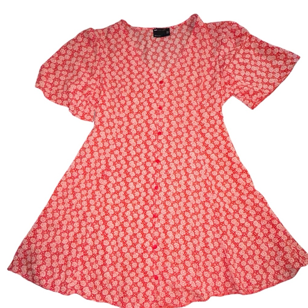 ASOS Floral Button Up Lightweight Flowy Flutter Sleeve Dress
